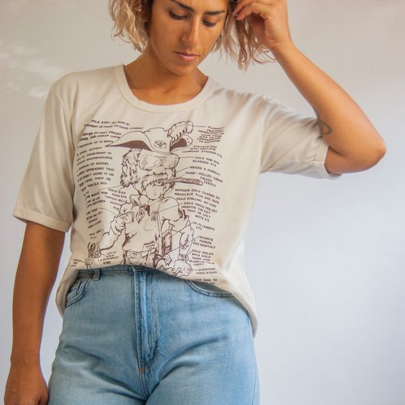 70s/80s Funny Oilfield Trash T Shirt S Small m medium / cream funny shirt / midd - Picture 1 of 8